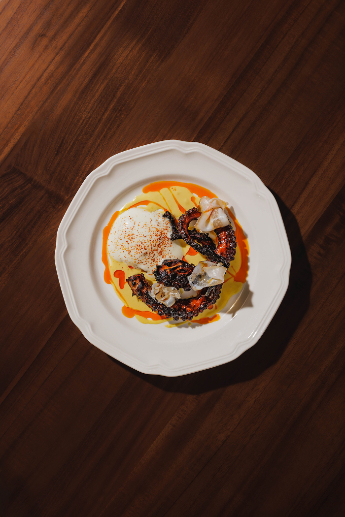 Grilled Octopus Leg, Miso Corn, Smoked Potato Espuma